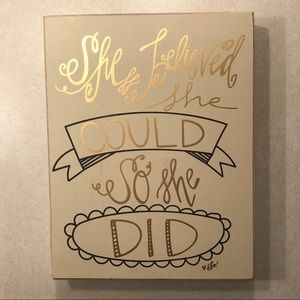 Gold and white wood canvas